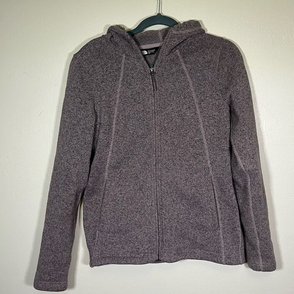 North Face Hoodie Womens Small Zip Up Purple Crescent Sweater Knit Pockets